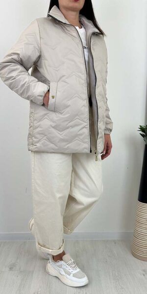 DESI kurtka pikowana wiosenna krem (jasny beżowy)