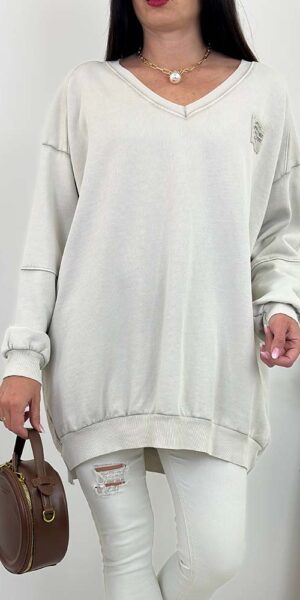 BLUZA PAUL premium bawełniana asymetryczna jasny beżowy