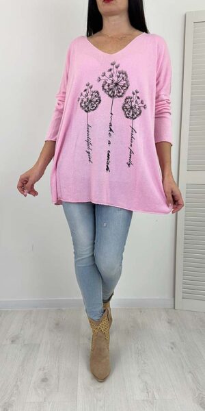 BLUZKA sweterek DIMA cekiny różowy duży rozmiar