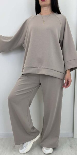 KOMPLET ERIKO SPODNIE I BLUZA masełko fango