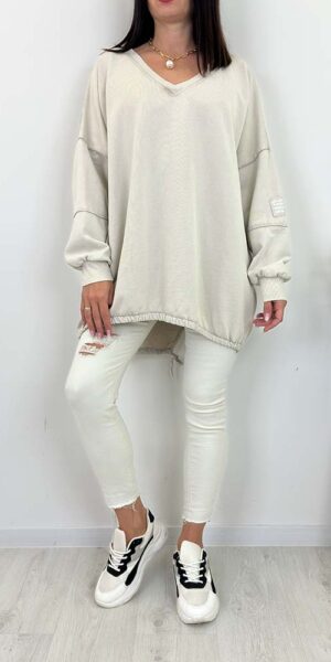 BLUZA TAURUS premium bawełniana asymetryczna jasny beżowy