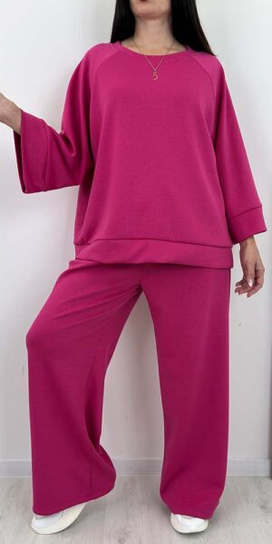 KOMPLET ERIKO SPODNIE I BLUZA masełko fuksja
