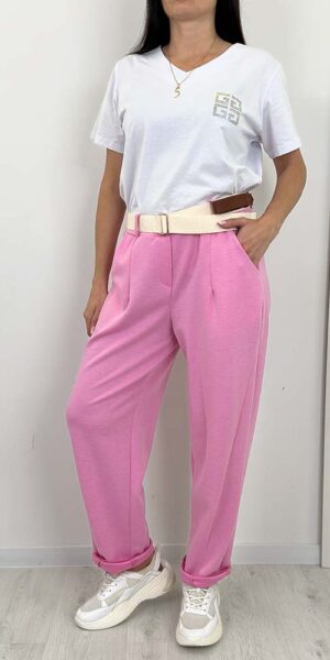 MONTI spodnie masełko boyfriendy balloon PUDROWE