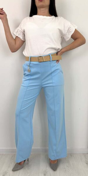 ELSA   SPODNIE SZEROKIE  z paskiem niebieskie