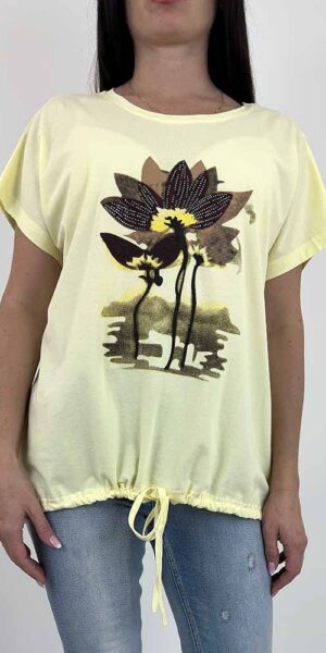 KWIAT   bluzka t-shirt bawełna żółta