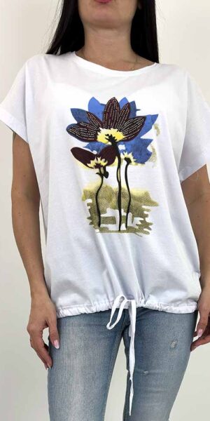 KWIAT   bluzka t-shirt bawełna biały