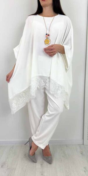 SALSA TUNIKA Z KORONKĄ  biała duży rozmiar