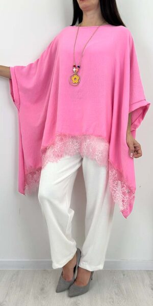 SALSA TUNIKA Z KORONKĄ  różowa duży rozmiar