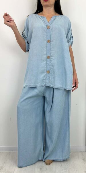 SERGI KOMPLET jeansowy bluzka spodnie jasny jeans