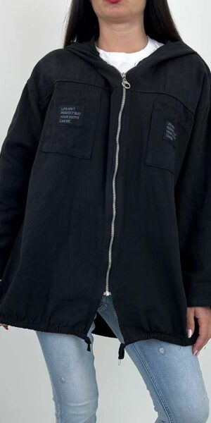 ERDA NARZUTKA KURTKA PARKA CZARNA cotton