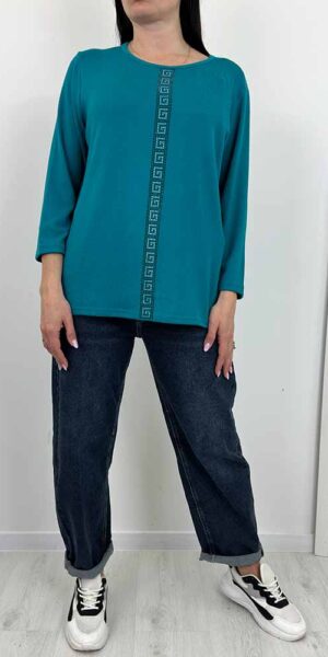 BLUZKA dzianinowa KARLA turkus