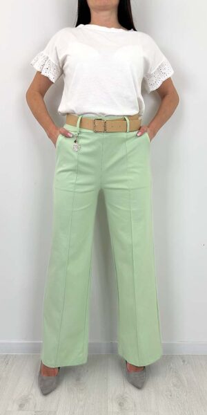 ELSA   SPODNIE SZEROKIE  z paskiem miętowe