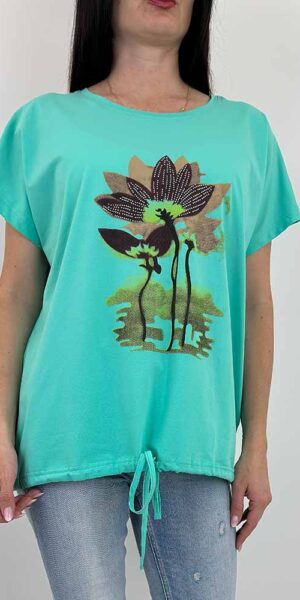 KWIAT bluzka t-shirt bawełna pudrowa