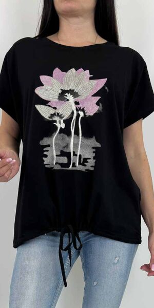 KWIAT   bluzka t-shirt bawełna czarny