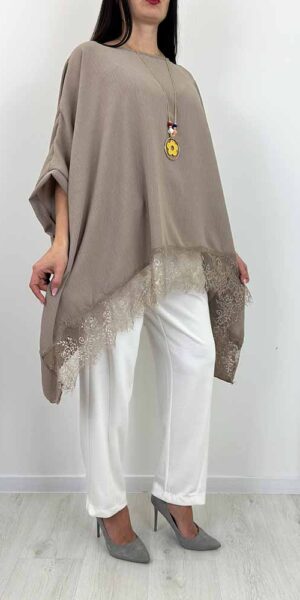 SALSA TUNIKA Z KORONKĄ  fango duży rozmiar