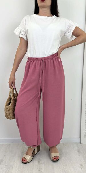 SPODNIE alladynki z gumką , pudrowy