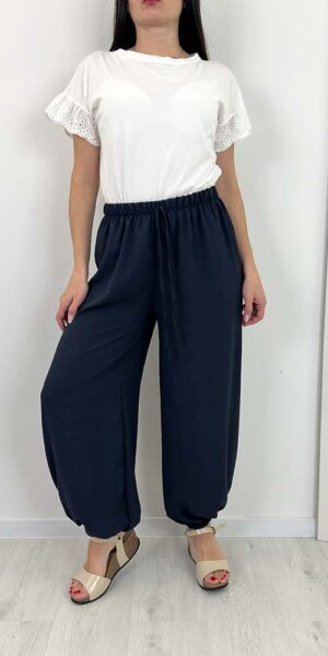 SPODNIE alladynki z gumką , granatowy