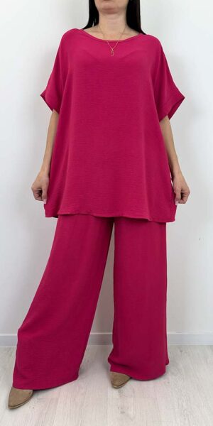 KOMPLET SISI bluzka spodnie fuksja zestaw