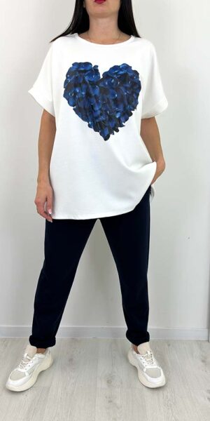 KOMPLET SERCE SPODNIE I BLUZKA  większy rozmiar granat