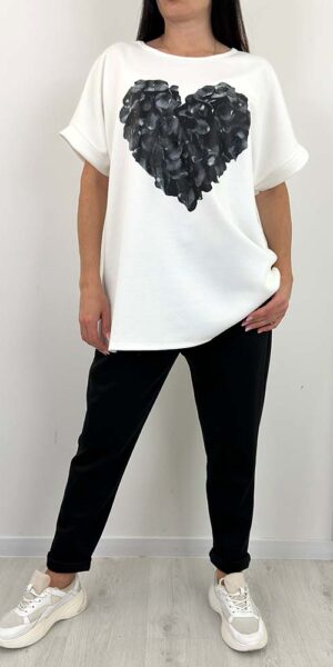 KOMPLET SERCE SPODNIE I BLUZKA  większy rozmiar czarny