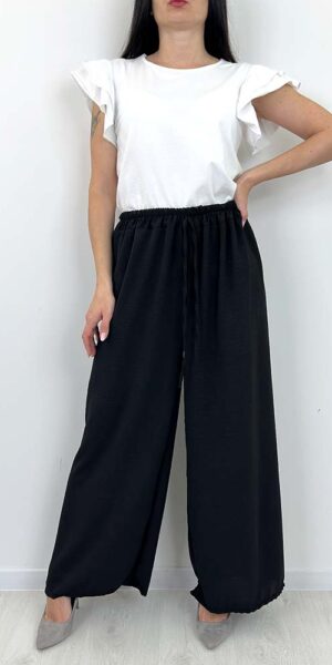 SPODNIE Salsa  szerokie pas na gumce  czarne