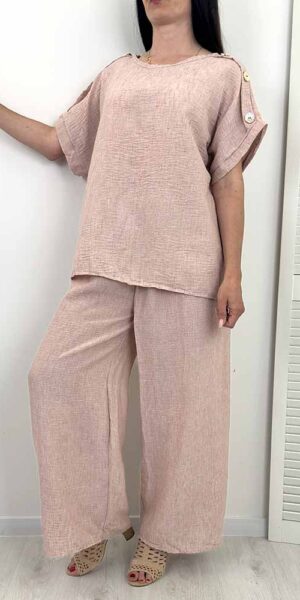 KOMPLET MIRAKLE zestaw pudrowy spodnie bluzka