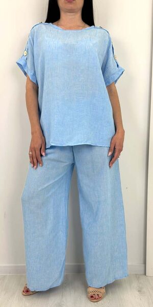 KOMPLET MIRAKLE zestaw niebieski spodnie bluzka