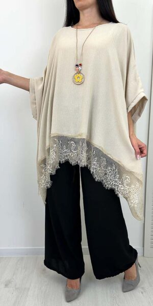 SALSA TUNIKA Z KORONKĄ jasny beżowy duży rozmiar