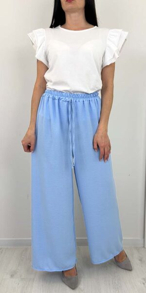 SPODNIE Salsa  szerokie pas na gumce  błękitne