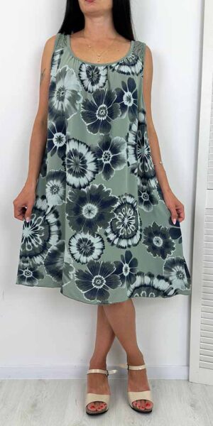 SUKIENKA NATALIA na ramiączkach LUŹNA zwiewna oliwka