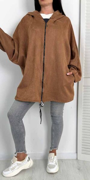 BARI KURTKA NARZUTKA PARKA ala zamszowa camel