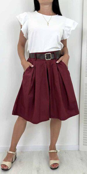 SPODENKI KRETA bawełniane z paskiem cotton bordo