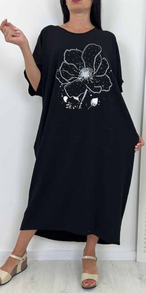 FLOWER SUKIENKA bawełniana plus size duży rozmiar czarna