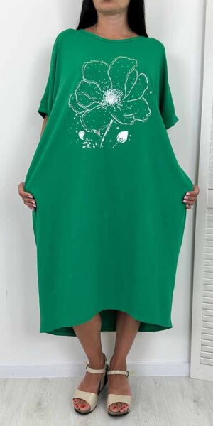 FLOWER SUKIENKA bawełniana plus size duży rozmiar zieleń