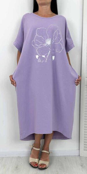 FLOWER SUKIENKA bawełniana plus size duży rozmiar fiolet