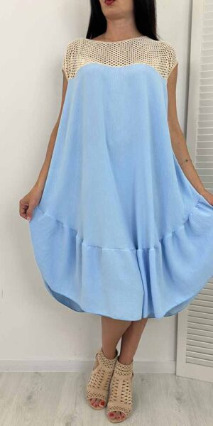 Sukienka FLOW z siateczka duży rozmiar błękit
