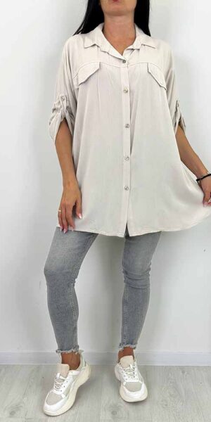 KARGO KOSZULA LEJĄCA wiskoza plus size jasny beżowy