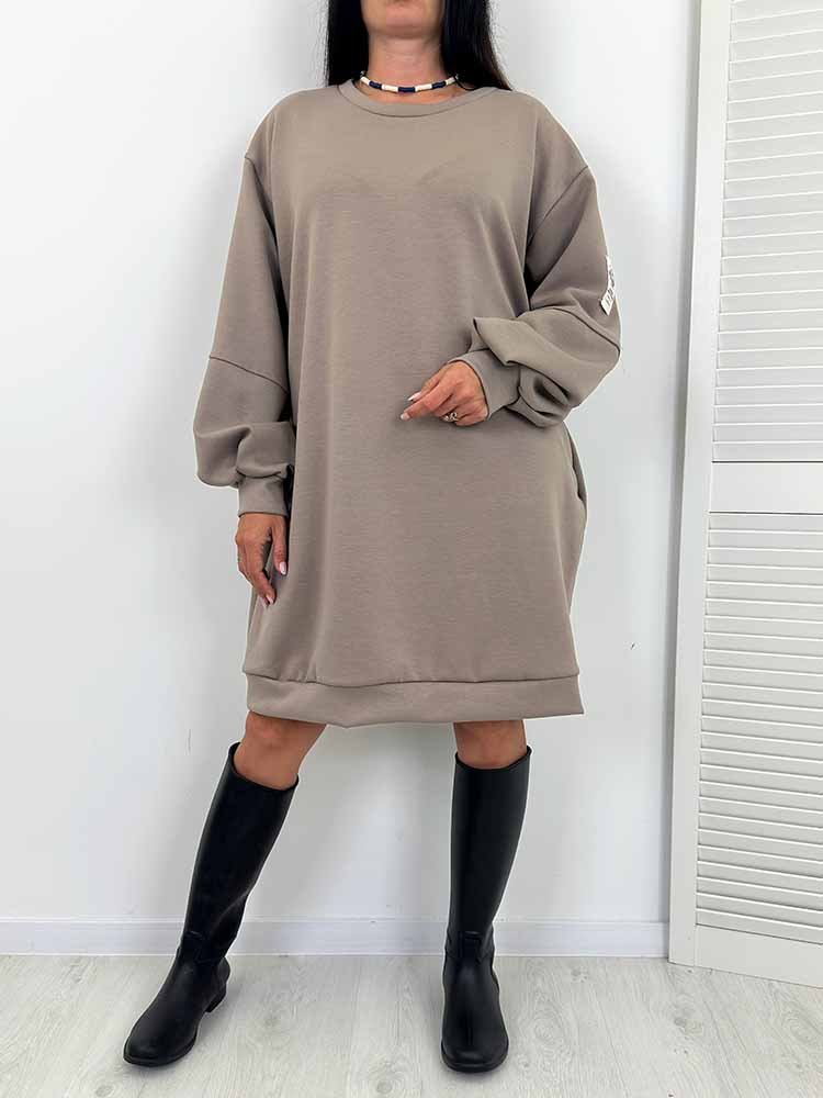 SUKIENKA NINA z kieszeniami masełko plus size beżowy - obrazek 6