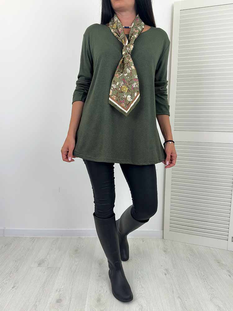 AGA BLUZKA sweterek z apaszką plus size oliwka - obrazek 5