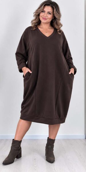 GAMMA SUKIENKA z kieszeniami masełko plus size czekolada