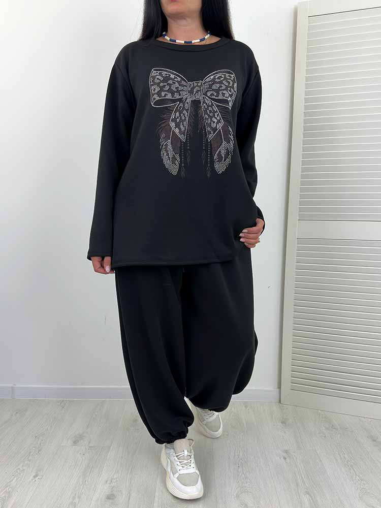 SANTA KOMPLET dresy kokarda masełko plus size czarny - obrazek 5