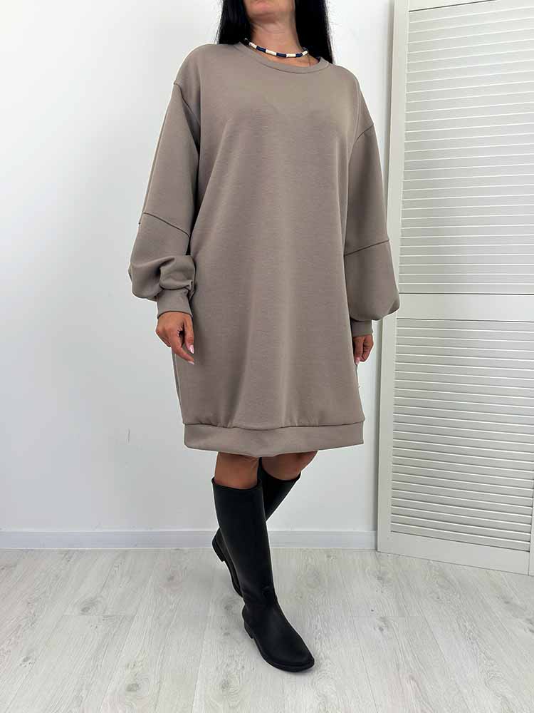 SUKIENKA NINA z kieszeniami masełko plus size beżowy - obrazek 5