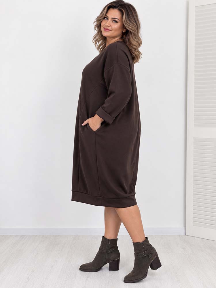 GAMMA SUKIENKA z kieszeniami masełko plus size czekolada - obrazek 2