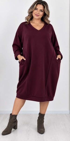 GAMMA SUKIENKA z kieszeniami masełko plus size bordo