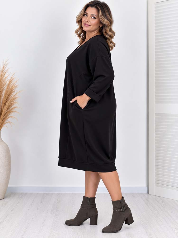 GAMMA SUKIENKA z kieszeniami masełko plus size czarna - obrazek 3