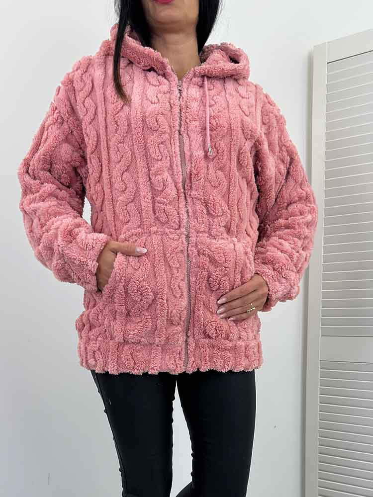 Bluza futerko miękka misiek puszysta na suwak