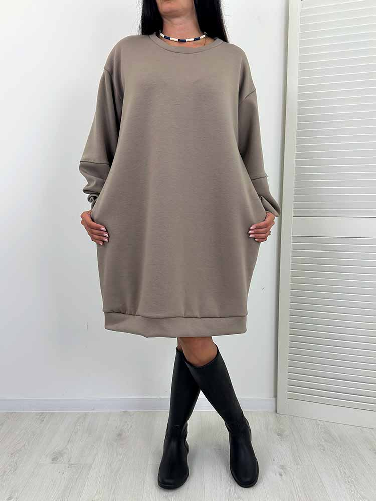 SUKIENKA NINA z kieszeniami masełko plus size beżowy - obrazek 4
