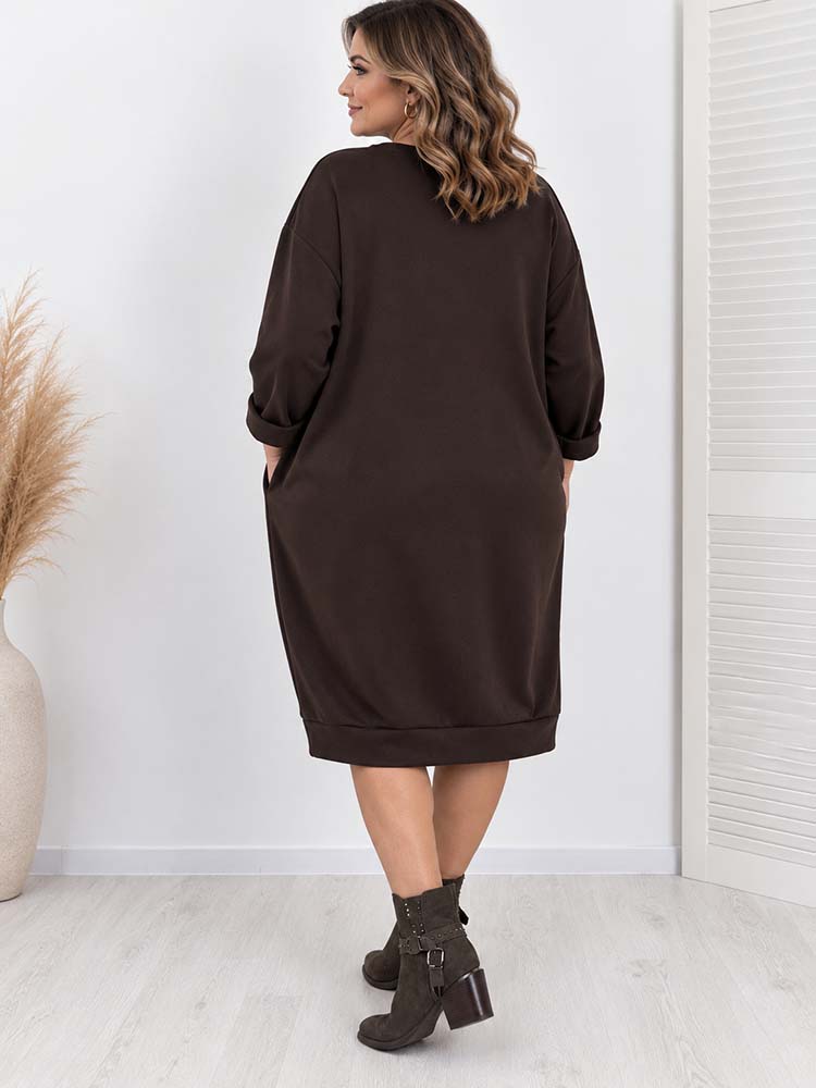 GAMMA SUKIENKA z kieszeniami masełko plus size czekolada - obrazek 3
