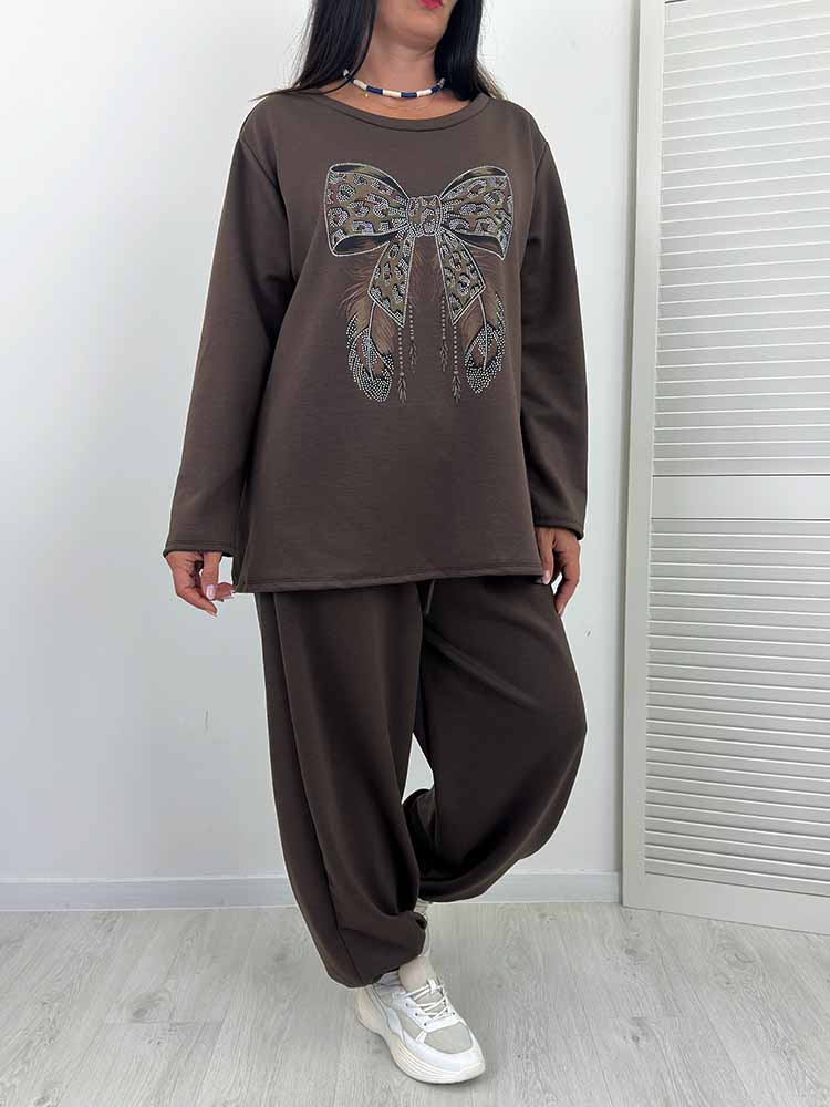 SANTA KOMPLET dresy kokarda masełko plus size czekolada - obrazek 3