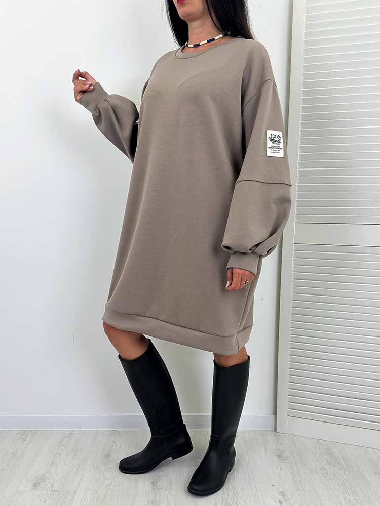SUKIENKA NINA z kieszeniami masełko plus size beżowy - obrazek 3